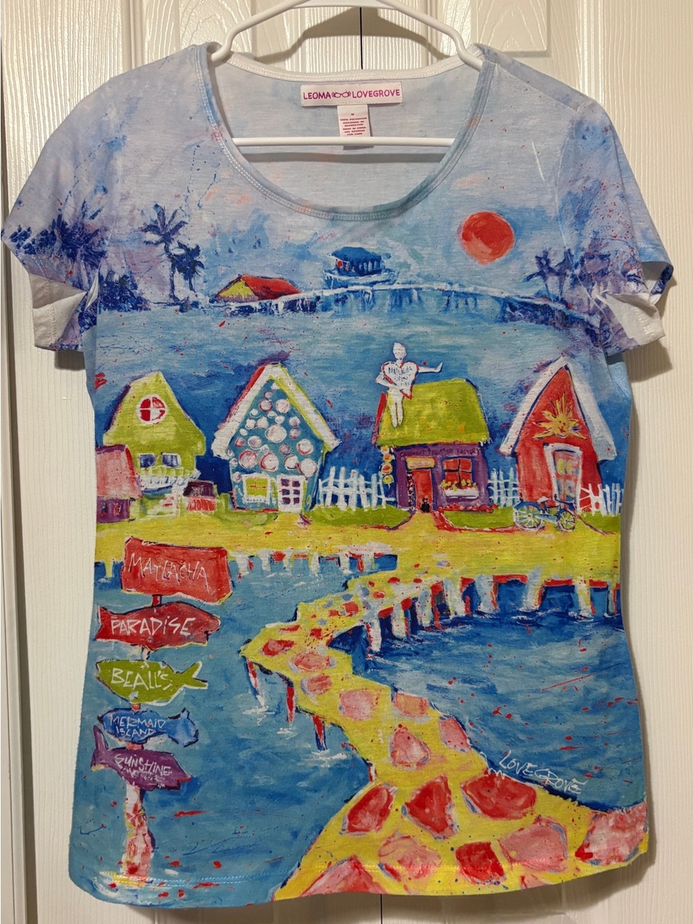 Leoma Lovegrove Colorful Matlacha Florida Scene Short Sleeve Medium